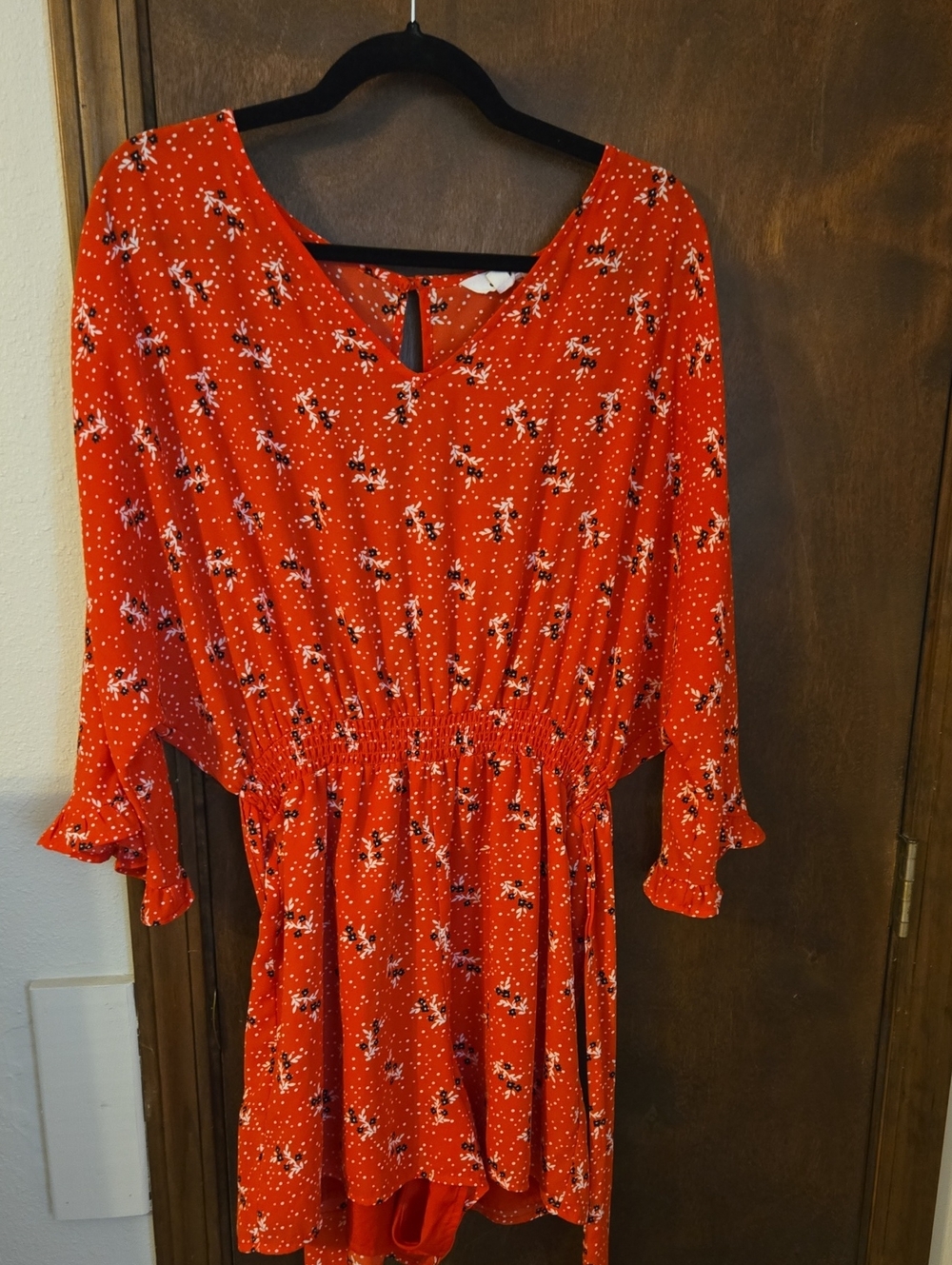 BB Dakota Red Floral Mini Romper